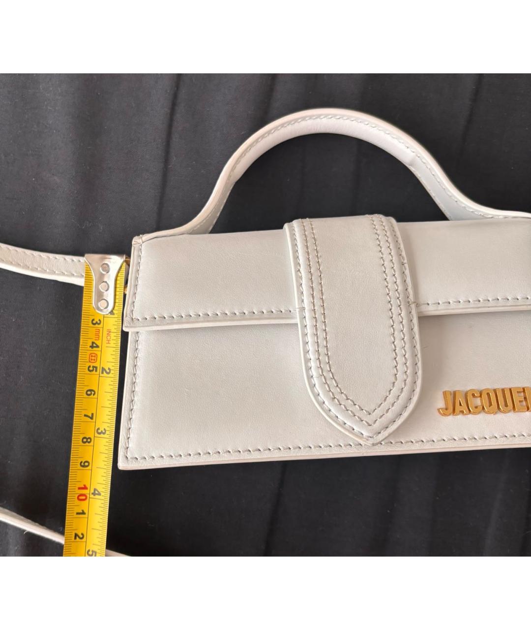 JACQUEMUS Белая кожаная сумка с короткими ручками, фото 3