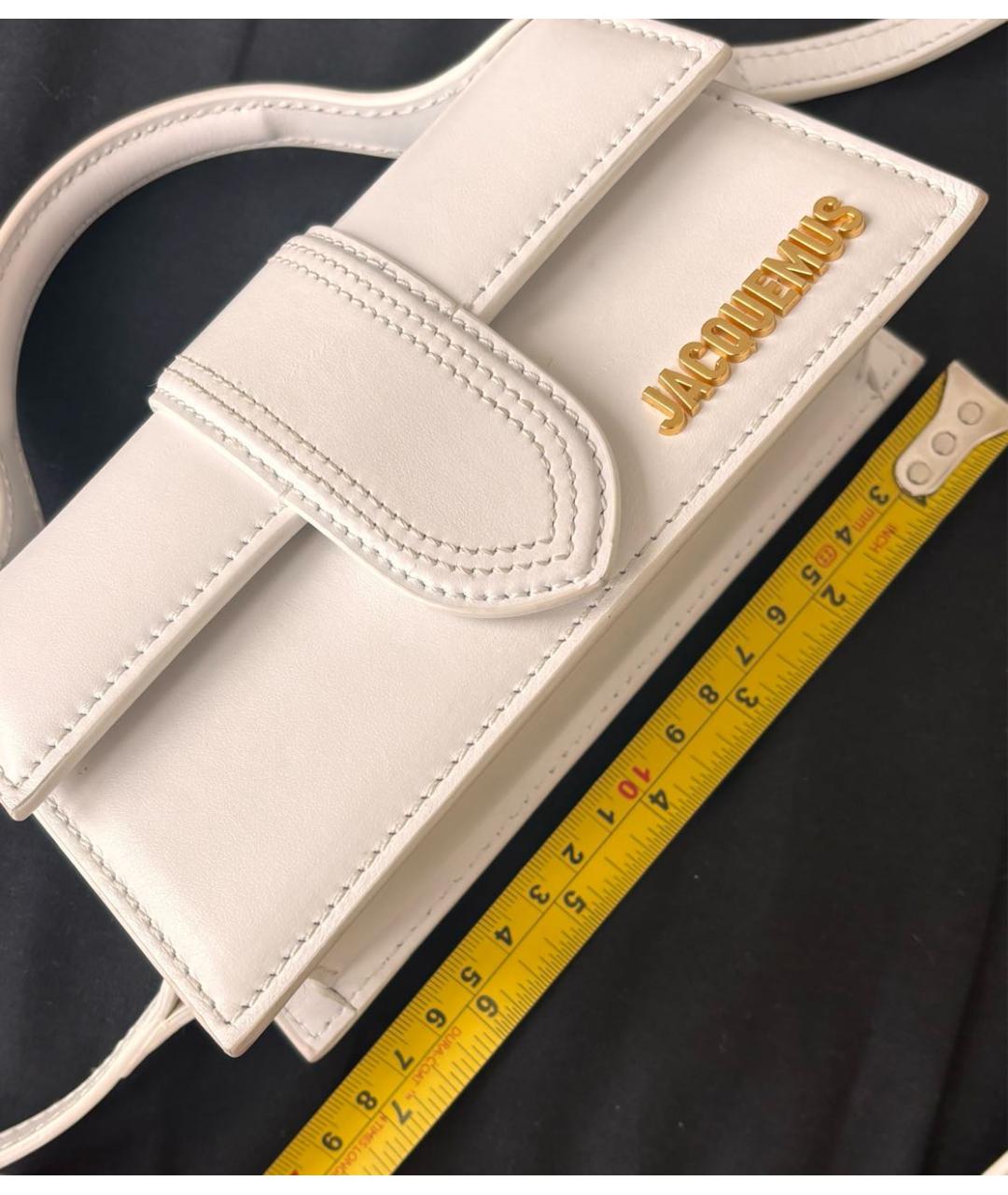 JACQUEMUS Белая кожаная сумка с короткими ручками, фото 4