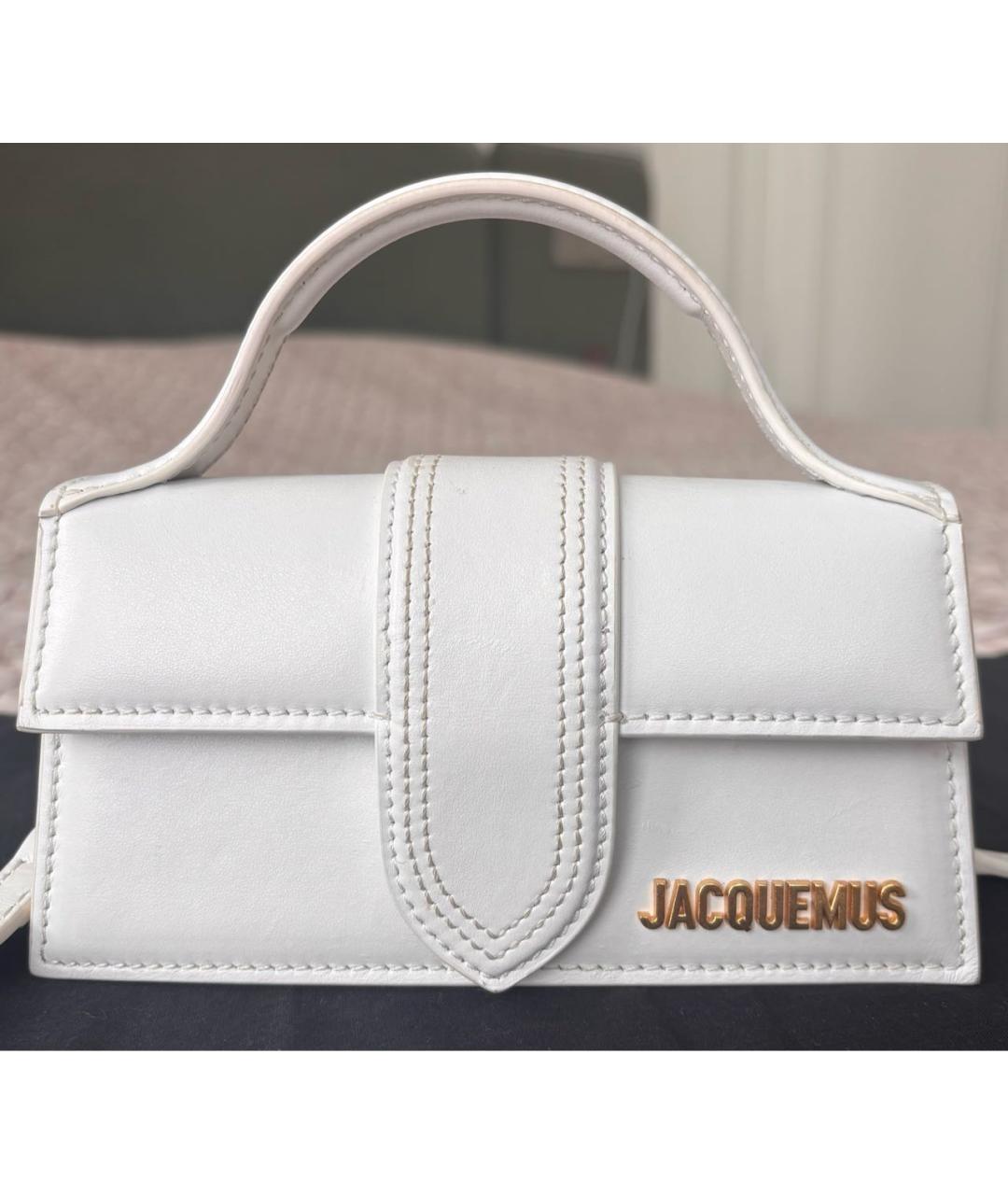 JACQUEMUS Белая кожаная сумка с короткими ручками, фото 9
