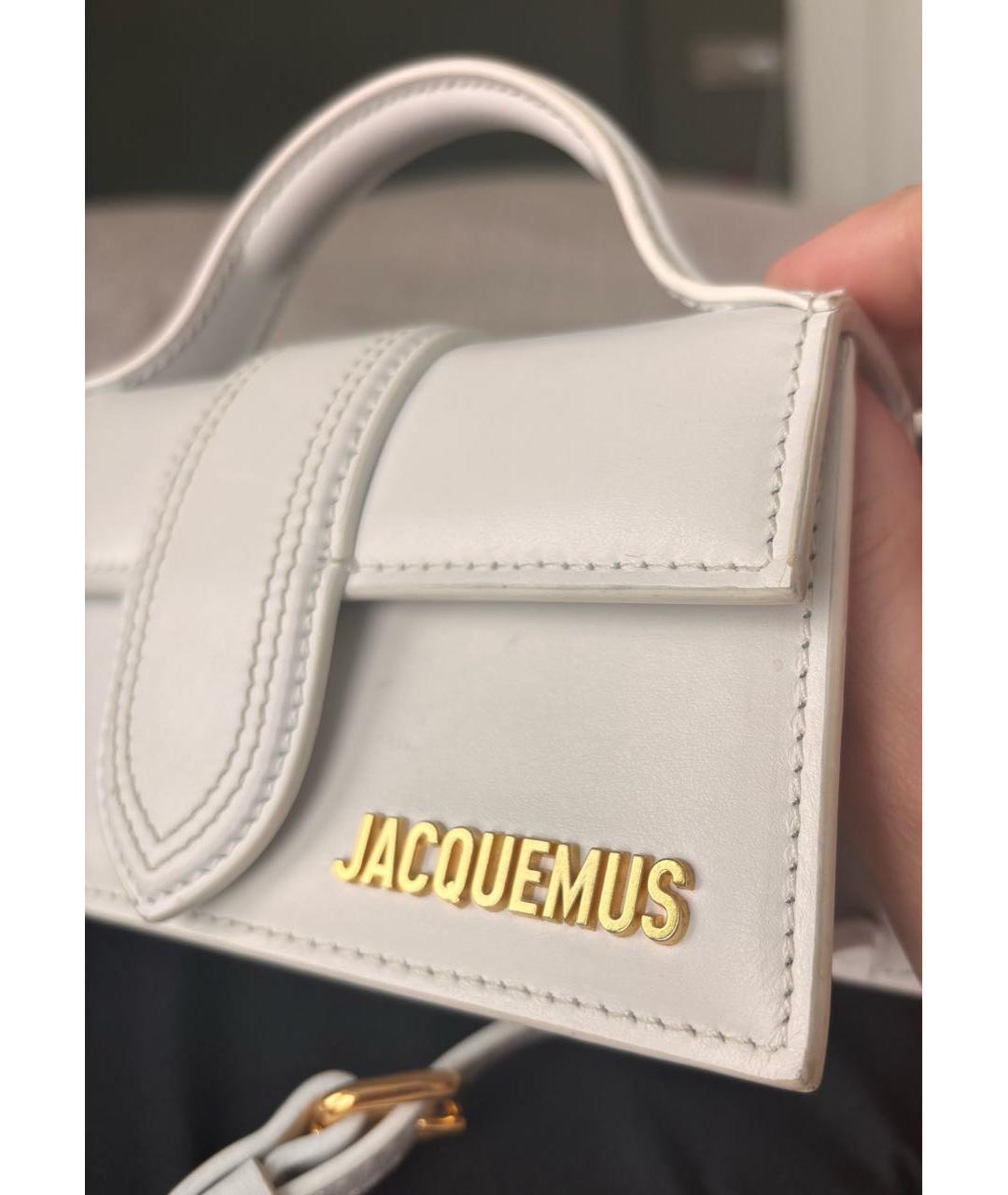 JACQUEMUS Белая кожаная сумка с короткими ручками, фото 6