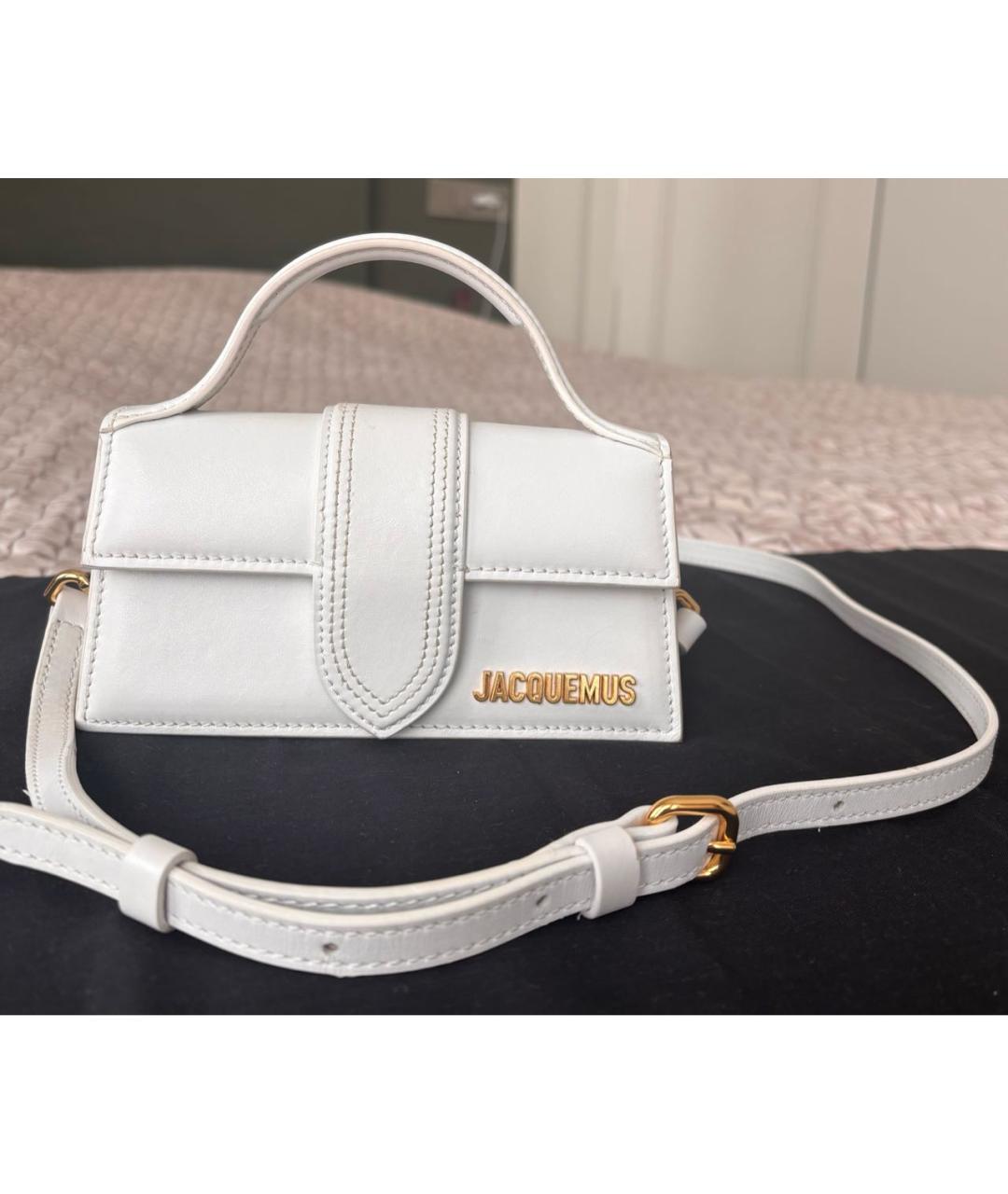 JACQUEMUS Белая кожаная сумка с короткими ручками, фото 8