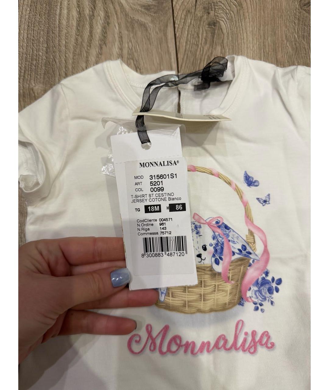 MONNALISA Белый хлопковый футболка / топ, фото 2