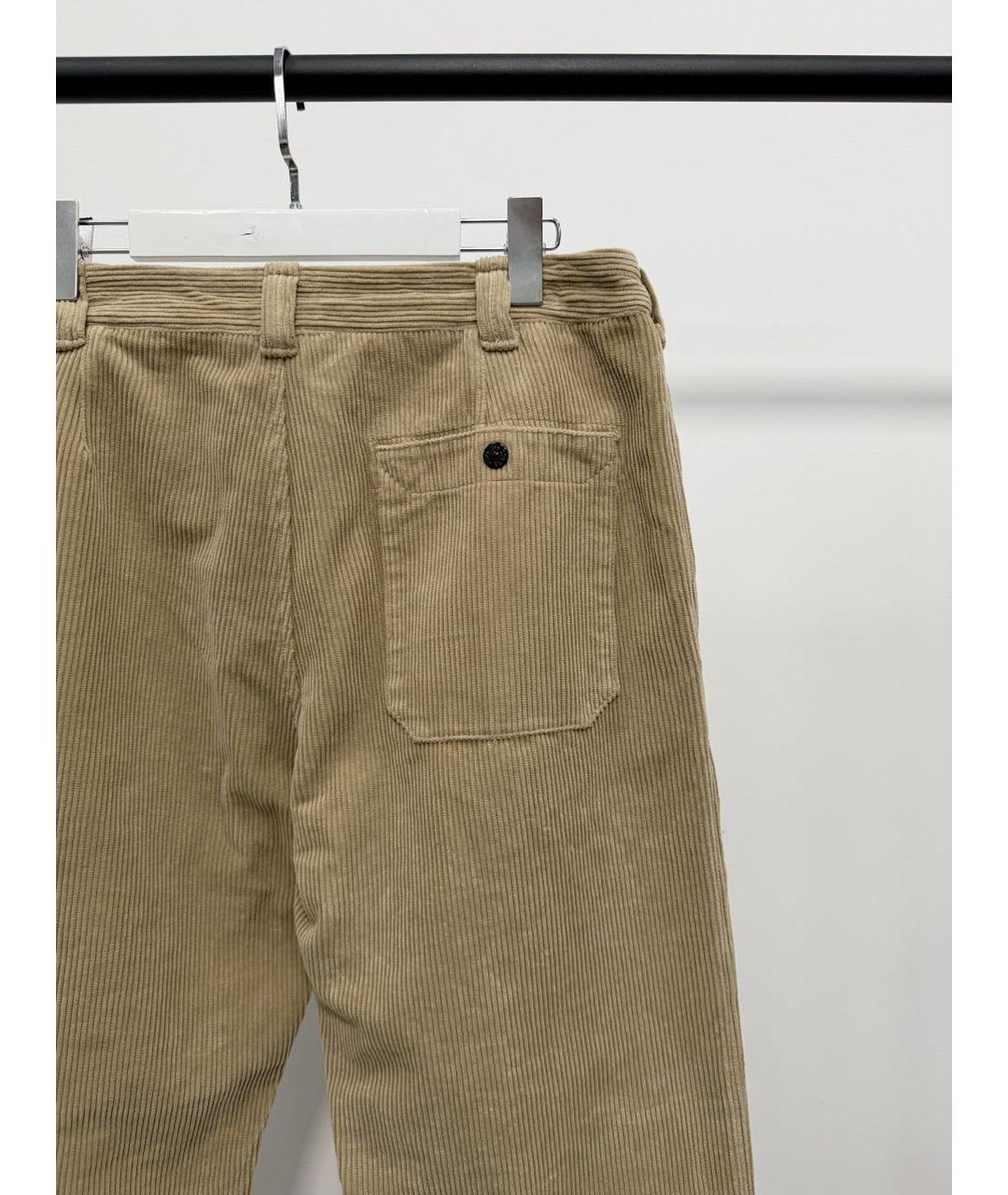 STONE ISLAND Бежевые хлопковые повседневные брюки, фото 4