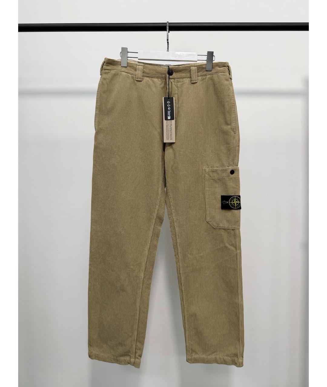 STONE ISLAND Бежевые хлопковые повседневные брюки, фото 5