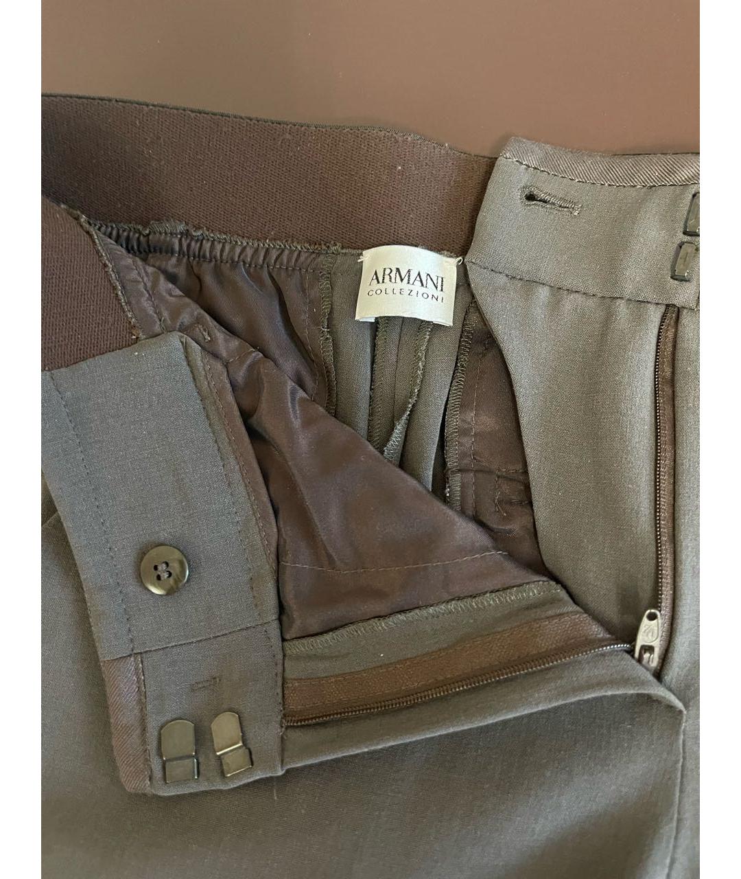 ARMANI COLLEZIONI Коричневые шерстяные брюки узкие, фото 2