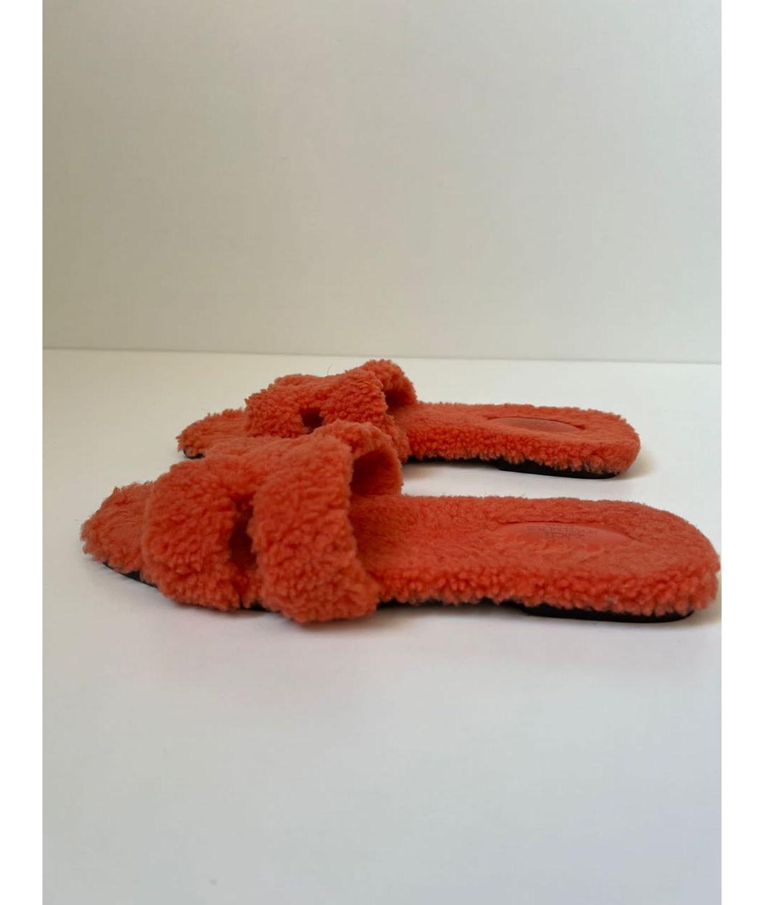 HERMES Оранжевое шлепанцы, фото 6
