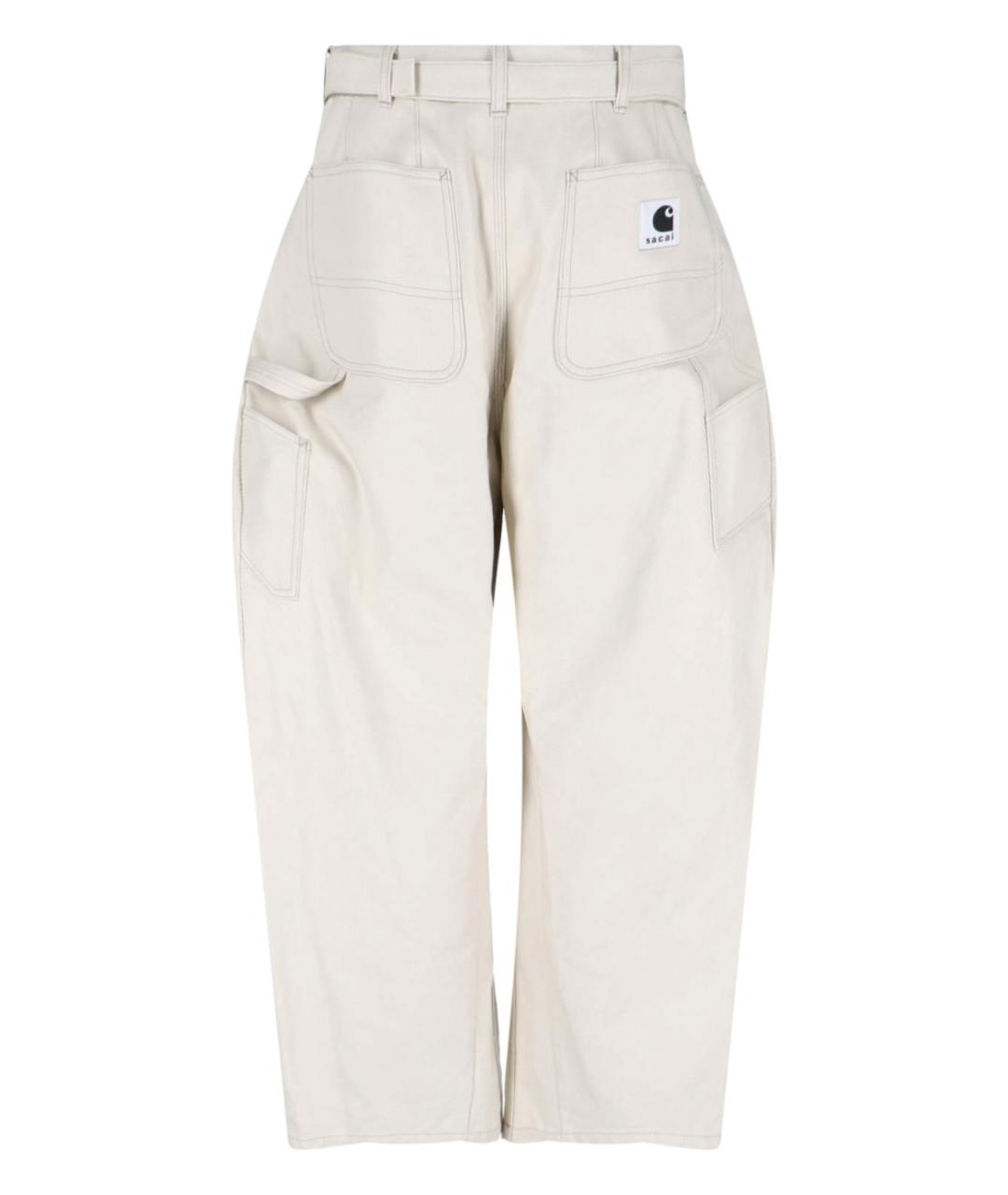SACAI Белые хлопковые прямые джинсы, фото 4