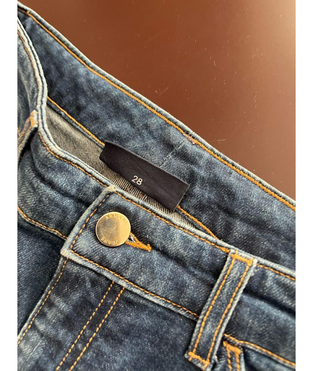 ARMANI JEANS Синие хлопко-эластановые прямые джинсы, фото 3