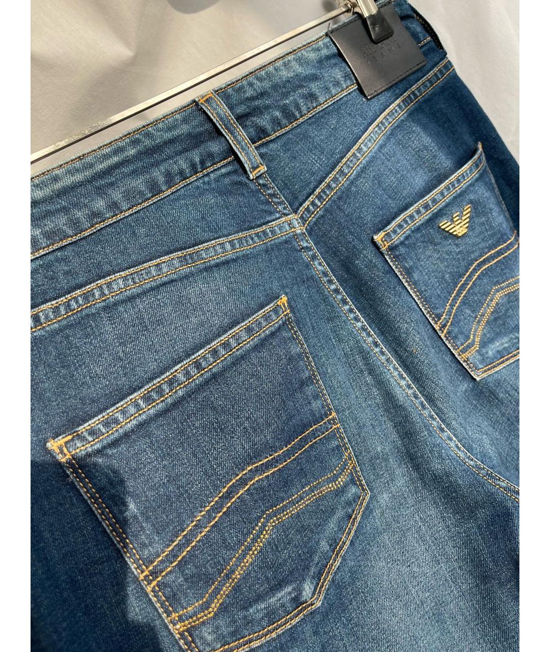 ARMANI JEANS Синие хлопко-эластановые прямые джинсы, фото 6
