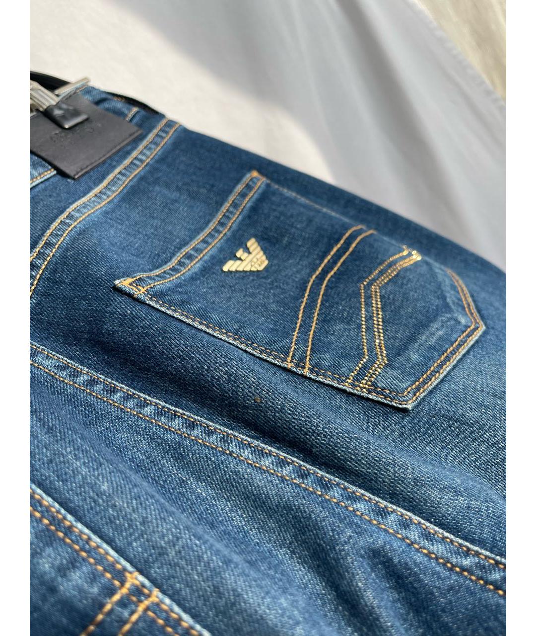 ARMANI JEANS Синие хлопко-эластановые прямые джинсы, фото 5