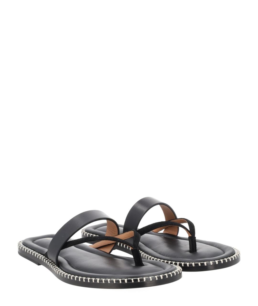 DRIES VAN NOTEN Черные кожаные шлепанцы, фото 4