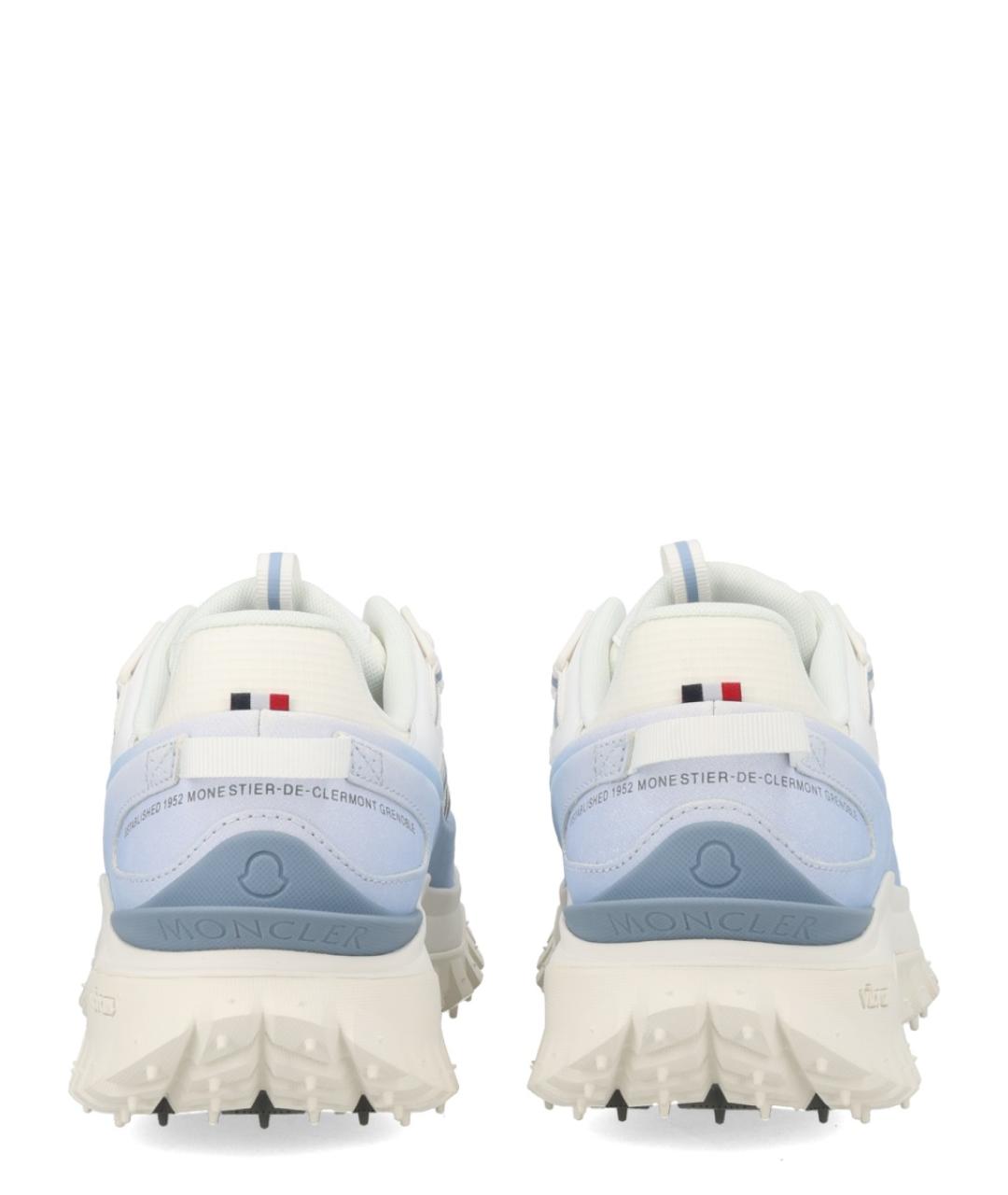 MONCLER Белые текстильные низкие кроссовки / кеды, фото 4