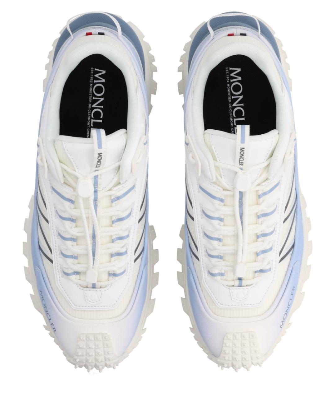 MONCLER Белые текстильные низкие кроссовки / кеды, фото 5