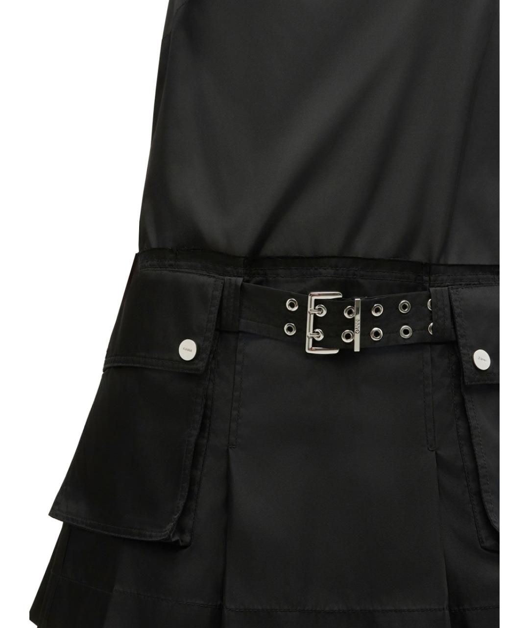 GANNI Черное полиамидовое повседневное платье, фото 2