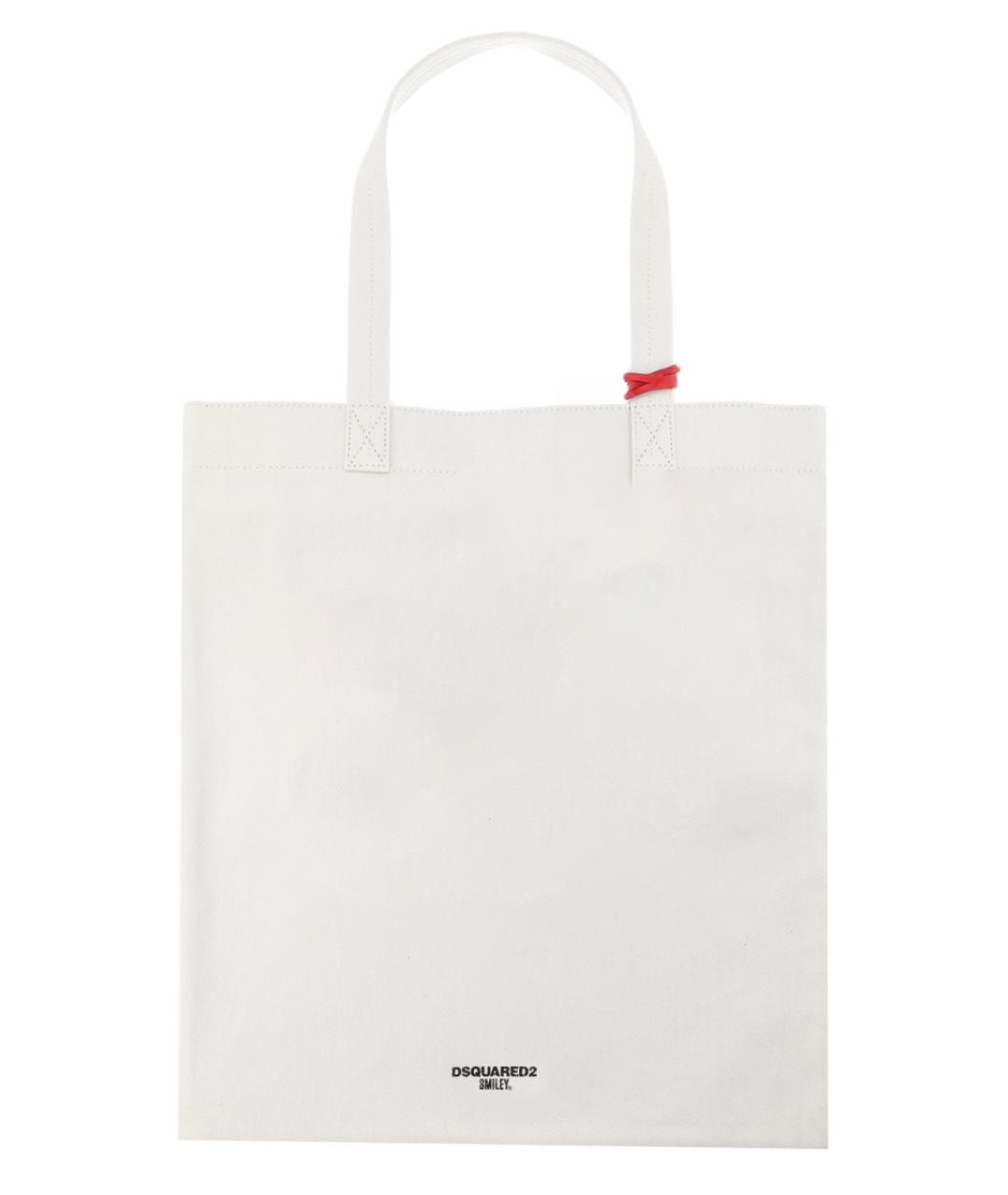 DSQUARED2 Белая хлопковая сумка тоут, фото 2