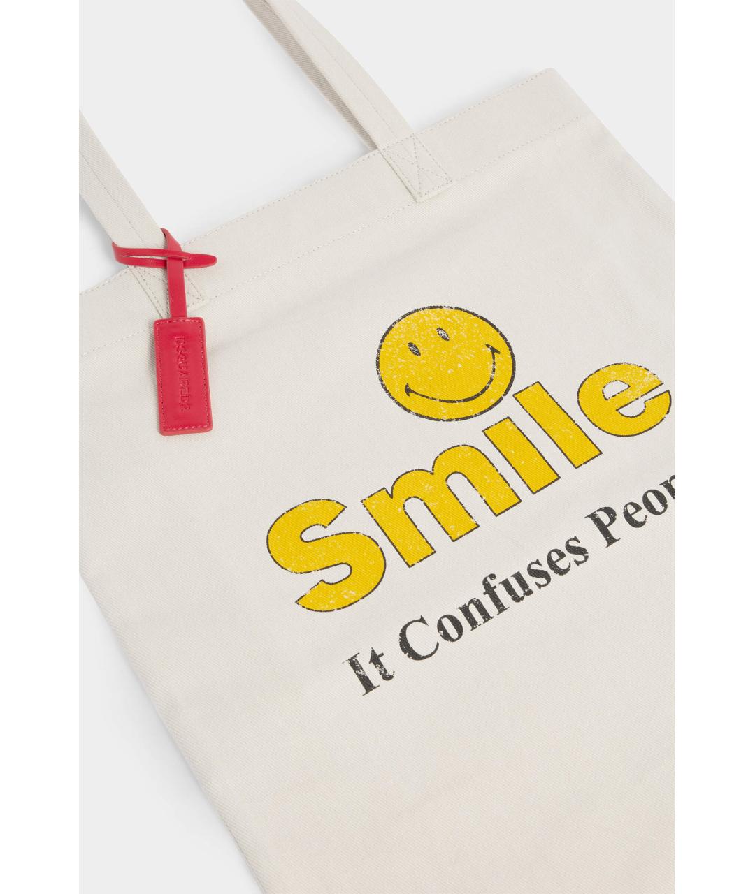 DSQUARED2 Белая хлопковая сумка тоут, фото 3