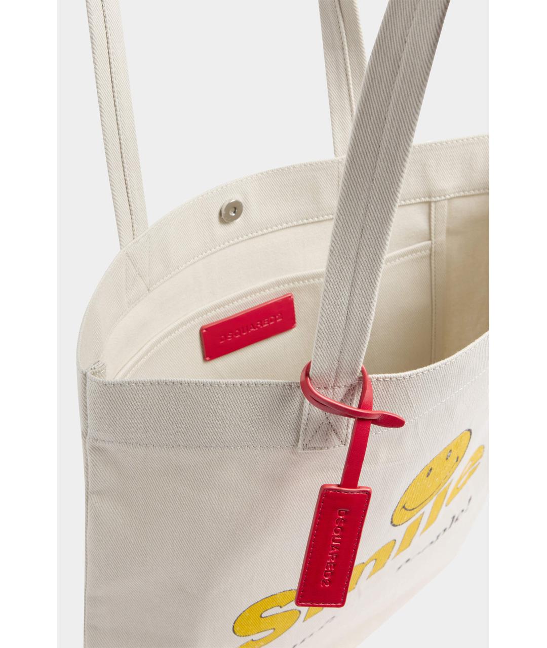 DSQUARED2 Белая хлопковая сумка тоут, фото 4