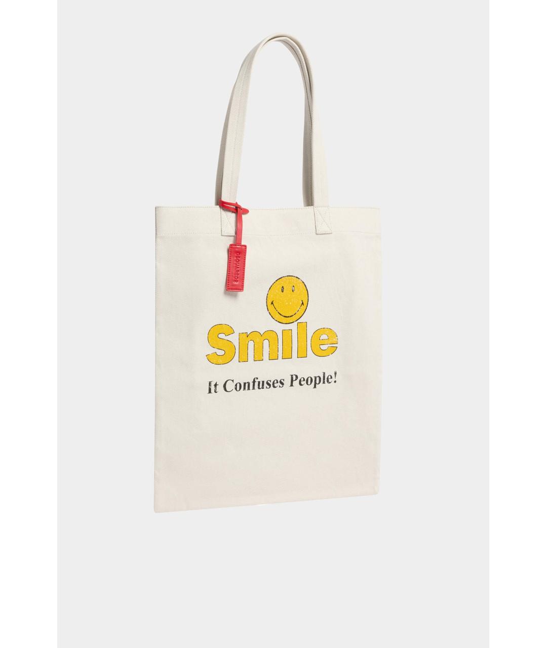 DSQUARED2 Белая хлопковая сумка тоут, фото 5