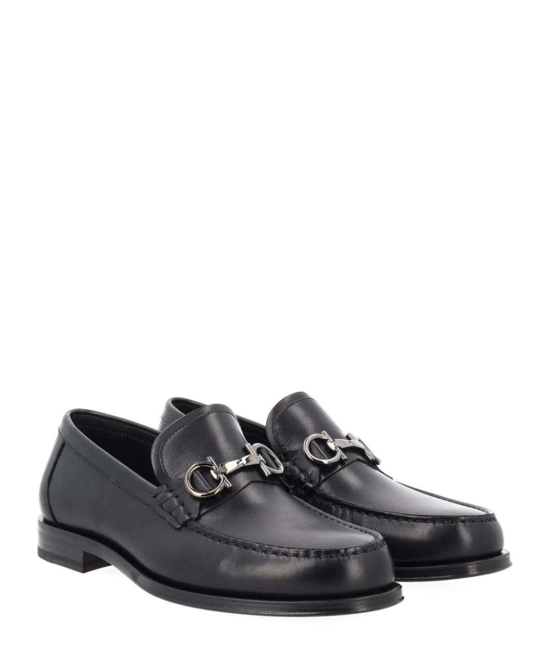 FERRAGAMO Черные кожаные лоферы, фото 2