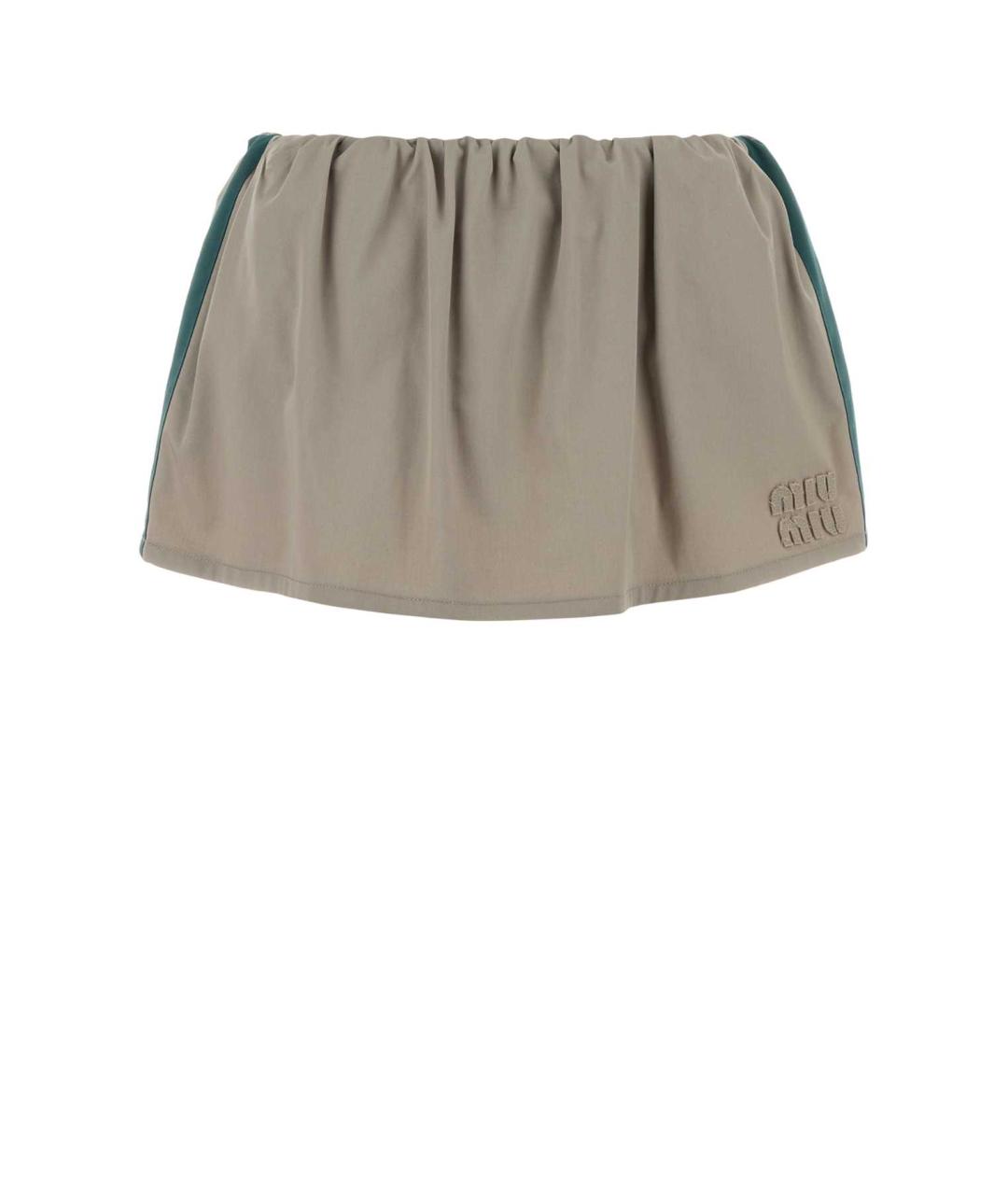 MIU MIU Бежевая хлопковая юбка мини, фото 1