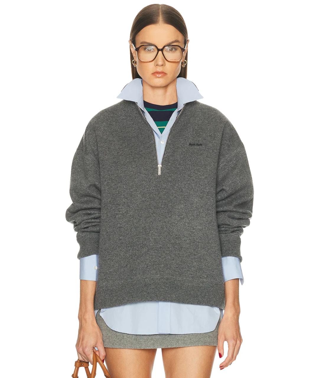 MIU MIU Серый кашемировый джемпер / свитер, фото 3