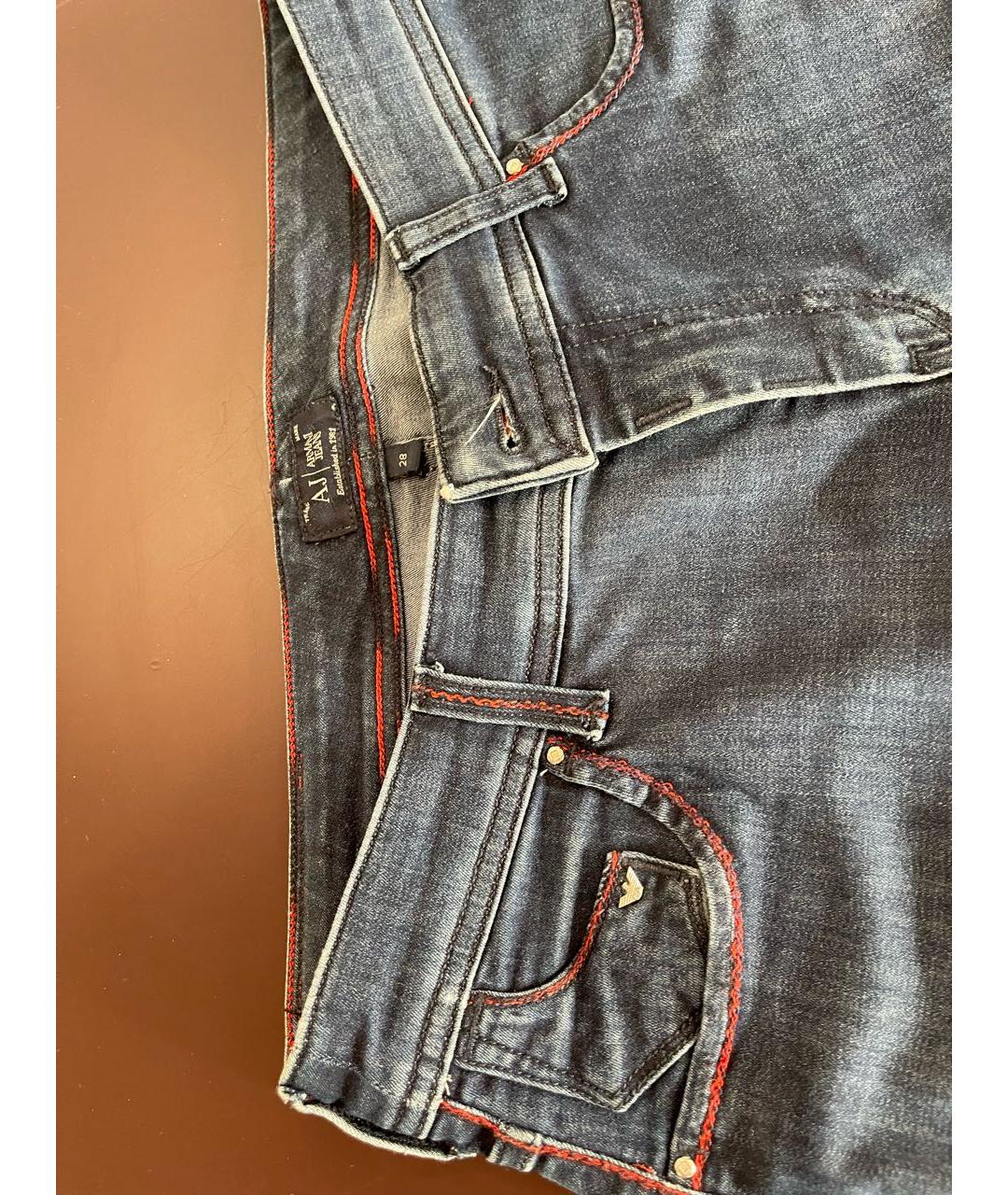 ARMANI JEANS Синие хлопко-эластановые прямые джинсы, фото 2