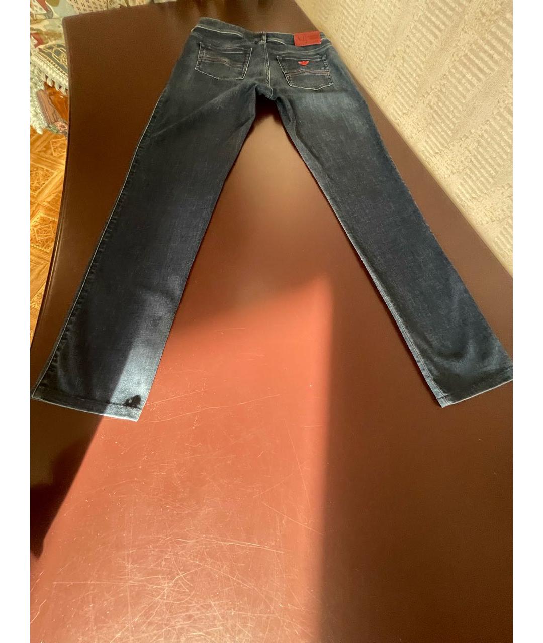 ARMANI JEANS Синие хлопко-эластановые прямые джинсы, фото 3