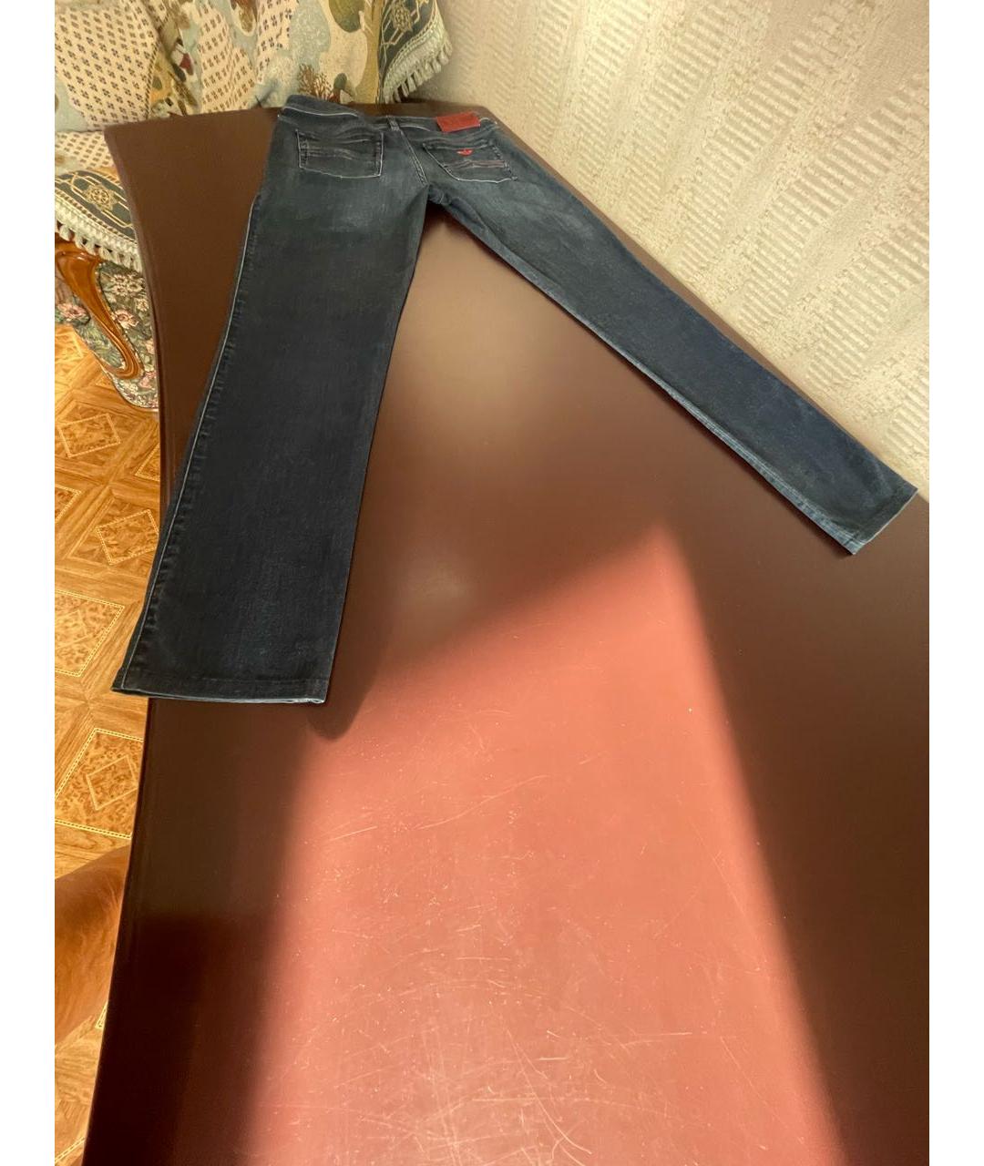 ARMANI JEANS Синие хлопко-эластановые прямые джинсы, фото 4