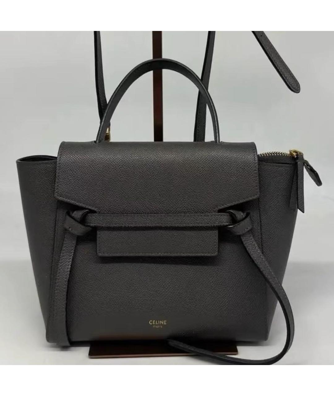 CELINE Черная кожаная сумка с короткими ручками, фото 4