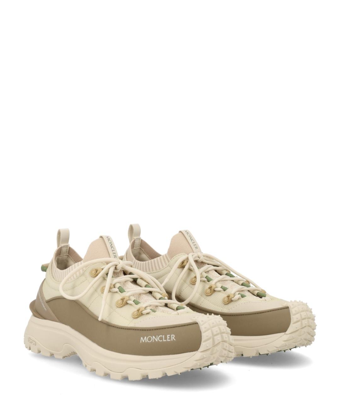 MONCLER Зеленые текстильные низкие кроссовки / кеды, фото 2