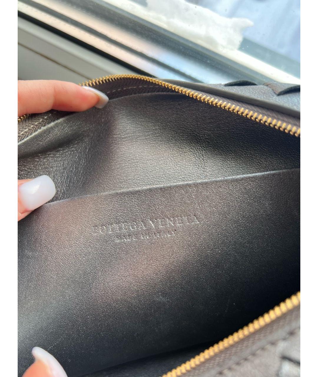 BOTTEGA VENETA Серебряная кожаная сумка через плечо, фото 5