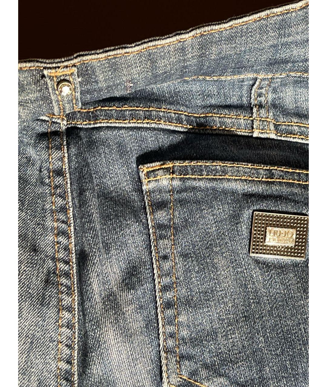 LIU JO Синие хлопко-эластановые прямые джинсы, фото 4