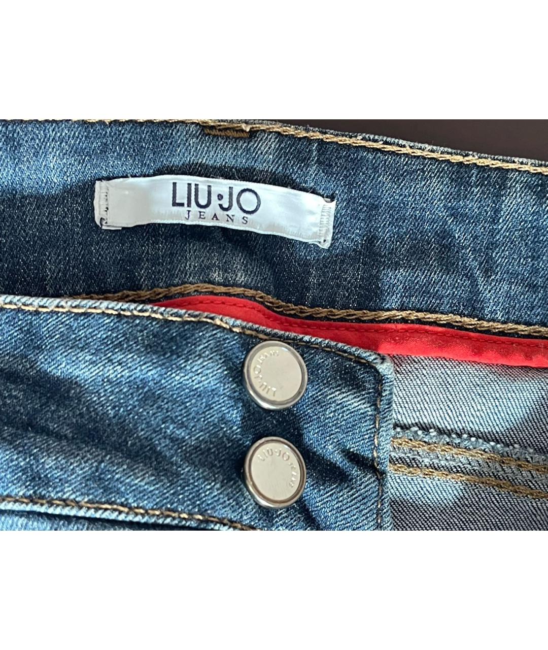 LIU JO Синие хлопко-эластановые прямые джинсы, фото 7