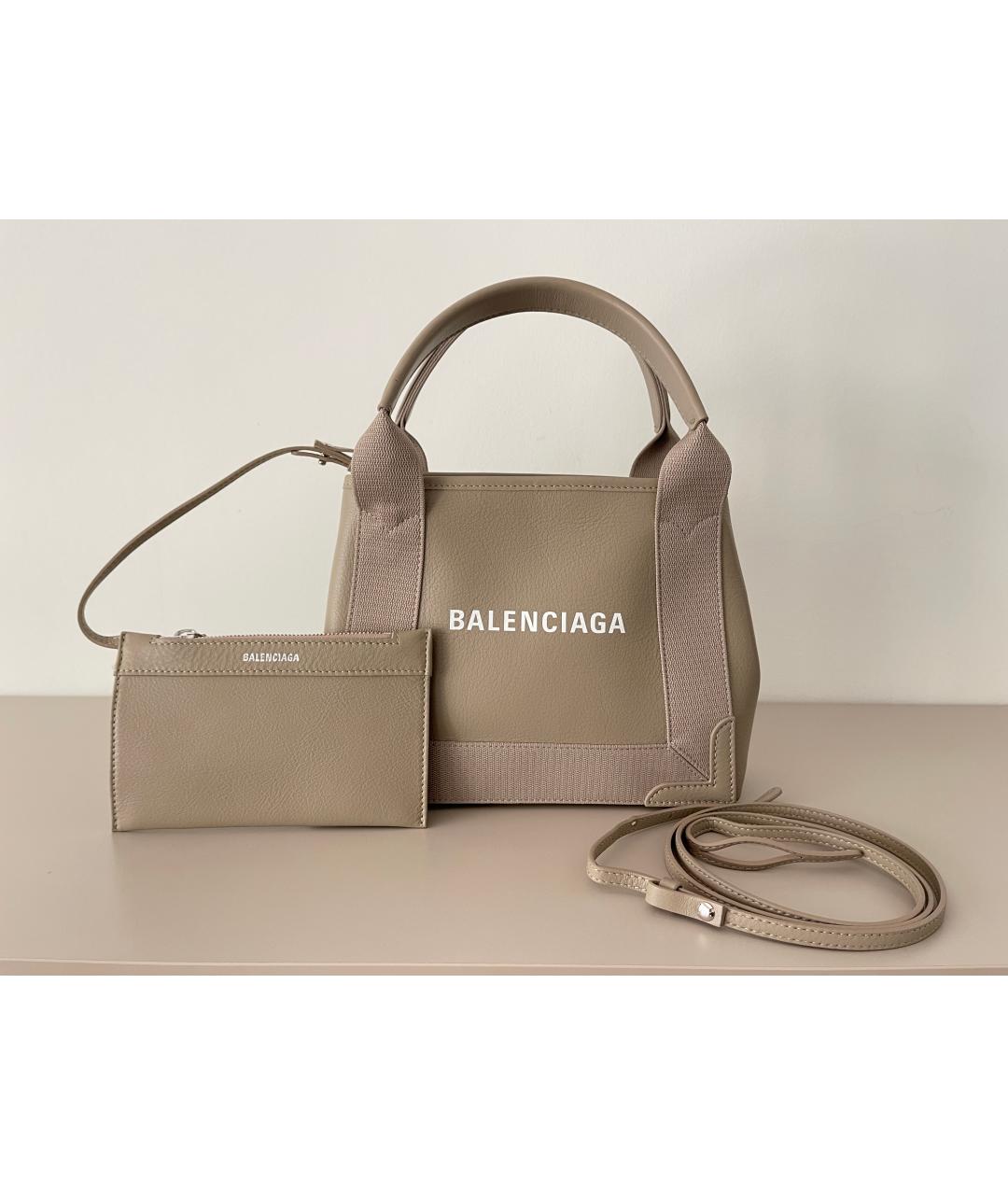 BALENCIAGA Бежевая кожаная сумка через плечо, фото 4