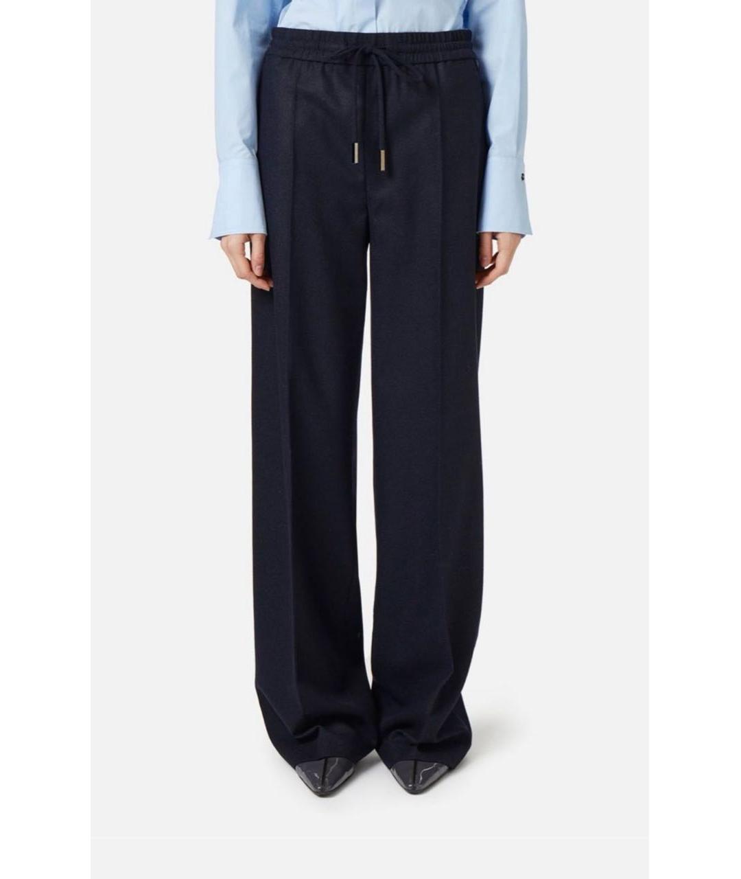 ICEBERG Темно-синие шерстяные прямые брюки, фото 6