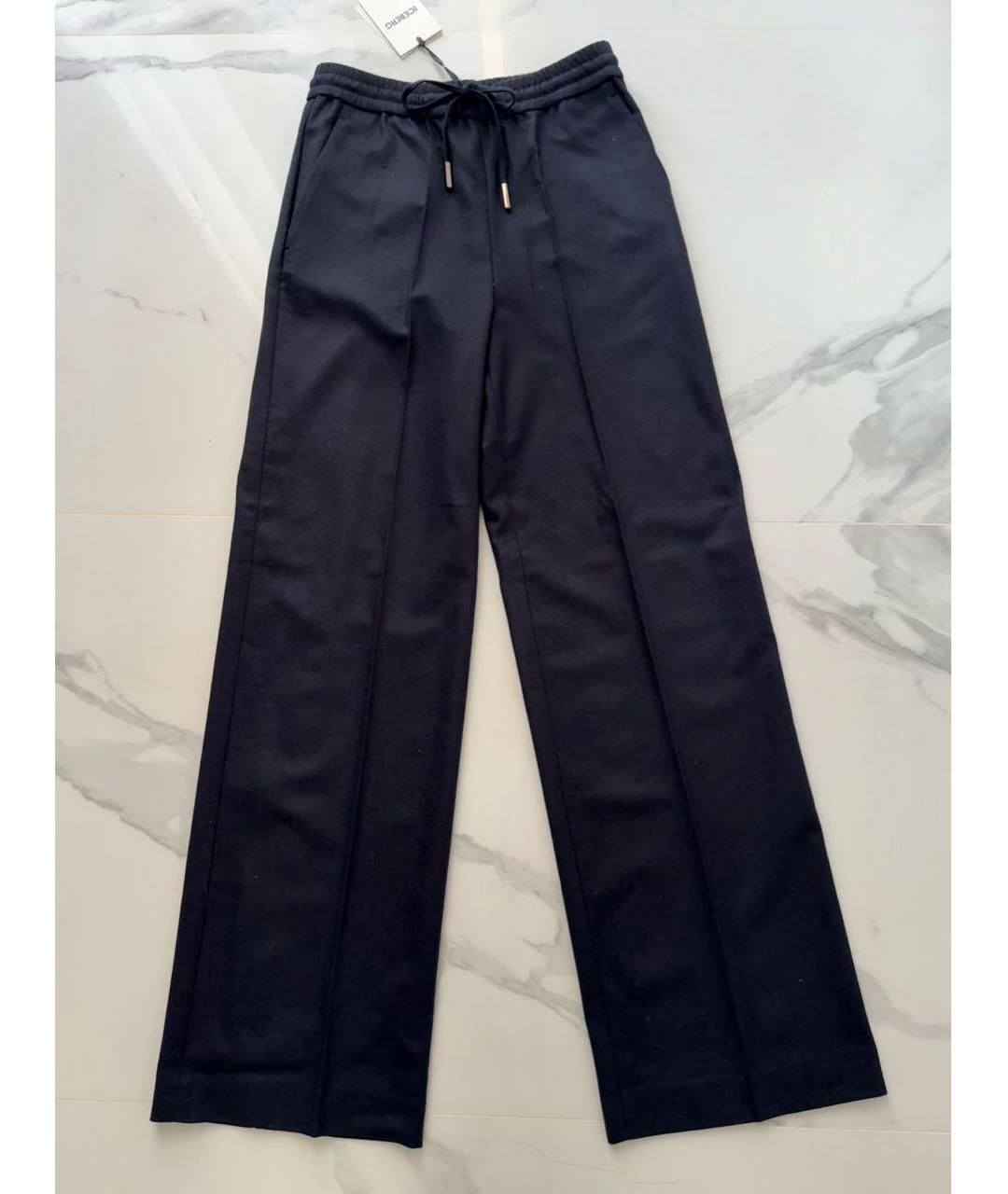 ICEBERG Темно-синие шерстяные прямые брюки, фото 9