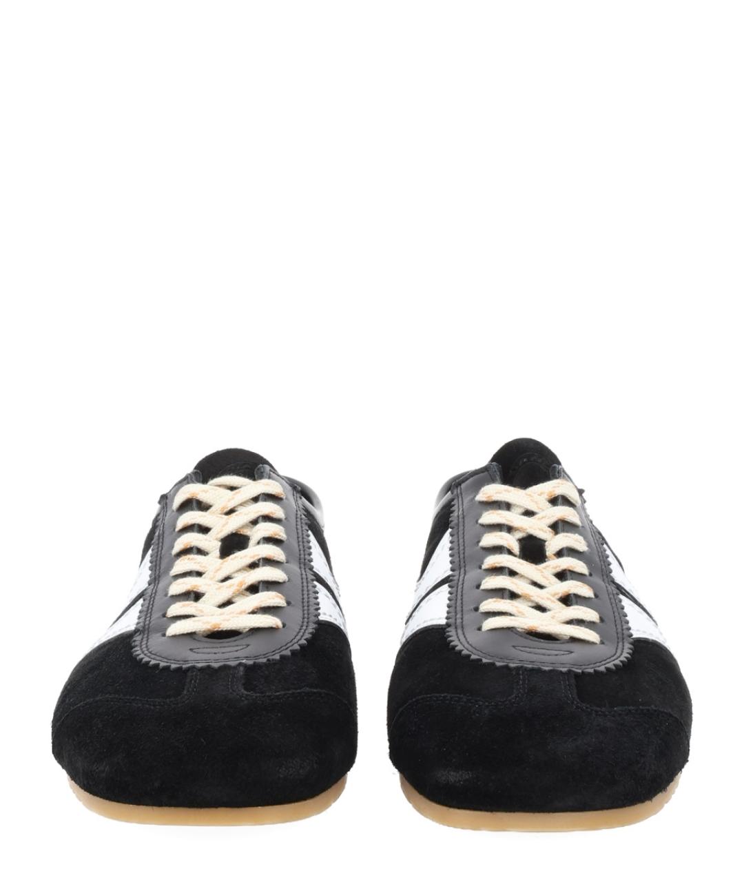 DRIES VAN NOTEN Черные кожаные низкие кроссовки / кеды, фото 3
