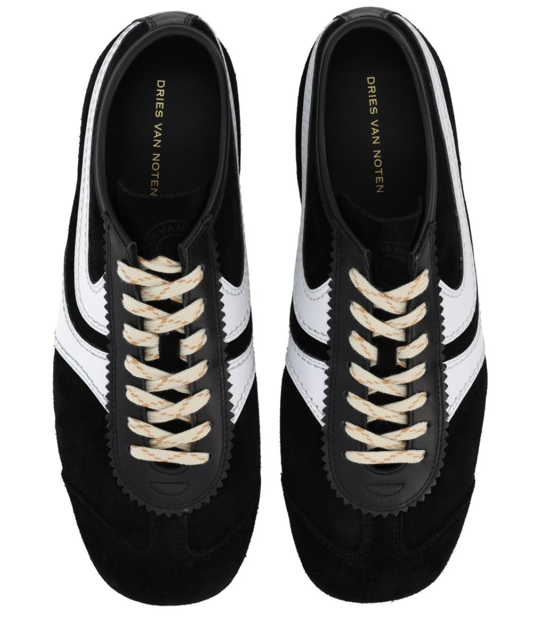 DRIES VAN NOTEN Черные кожаные низкие кроссовки / кеды, фото 5