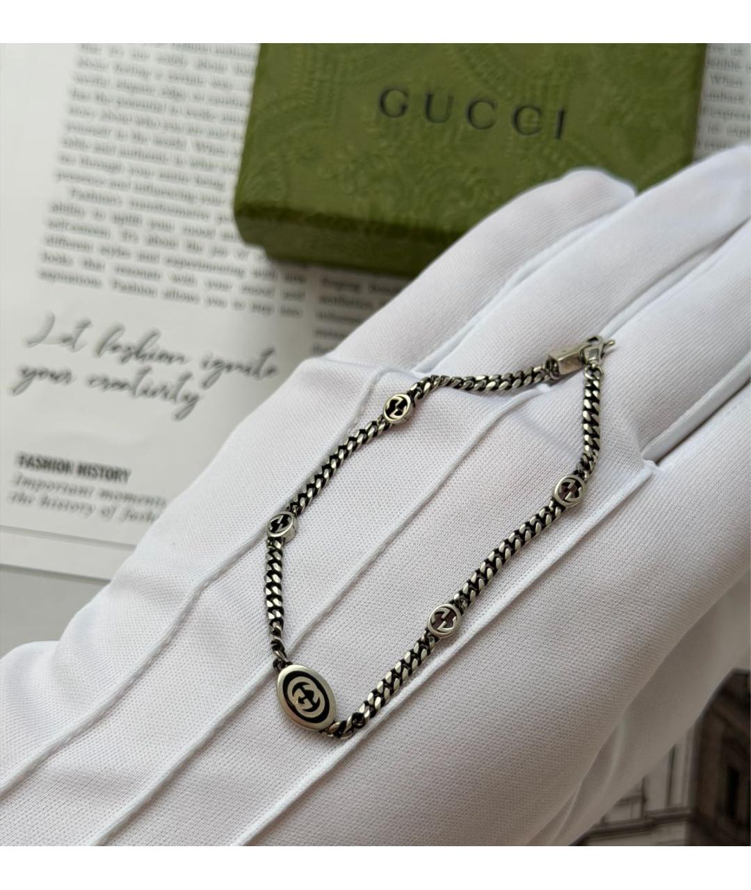 GUCCI Серебрянный серебряный браслет, фото 6