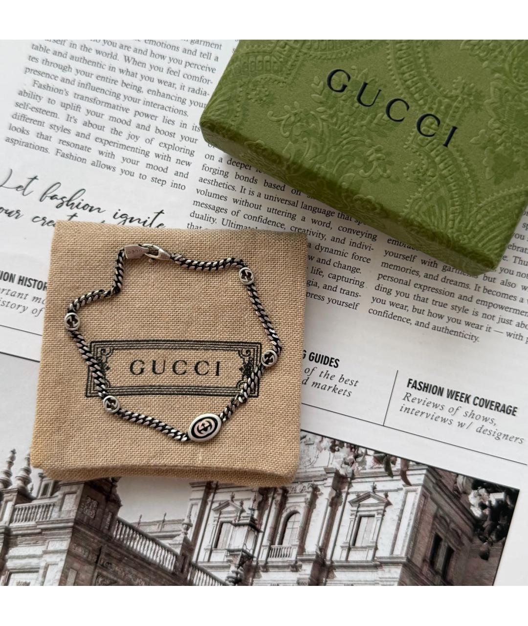 GUCCI Серебрянный серебряный браслет, фото 3