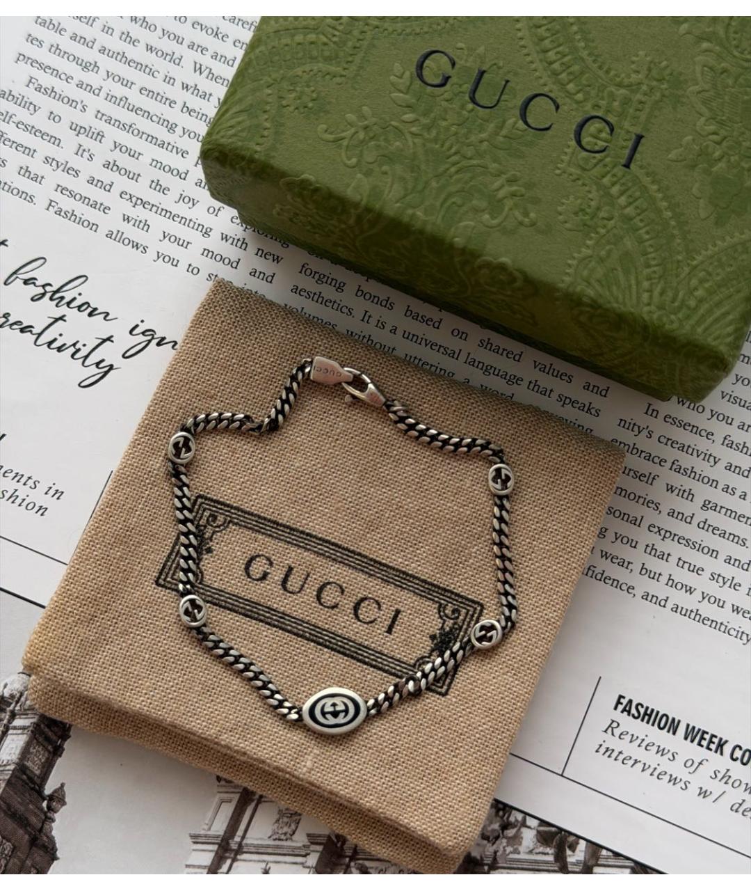 GUCCI Серебрянный серебряный браслет, фото 2