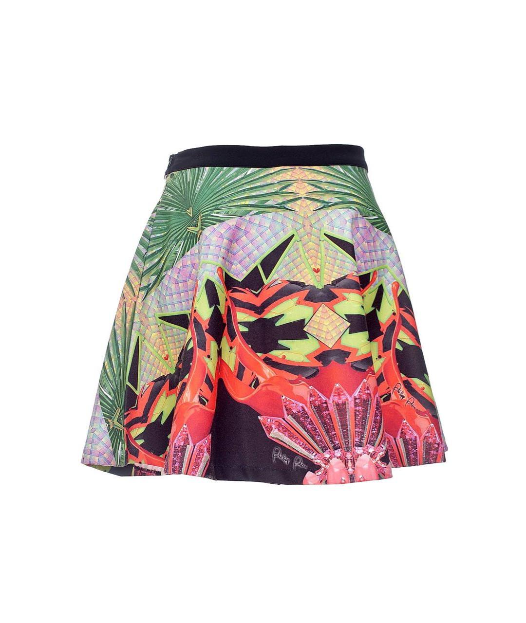 PHILIPP PLEIN Мульти полиэстеровая юбка мини, фото 2
