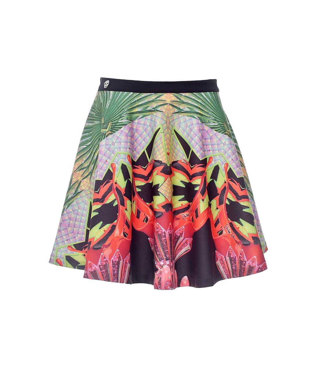 PHILIPP PLEIN Мульти полиэстеровая юбка мини, фото 9