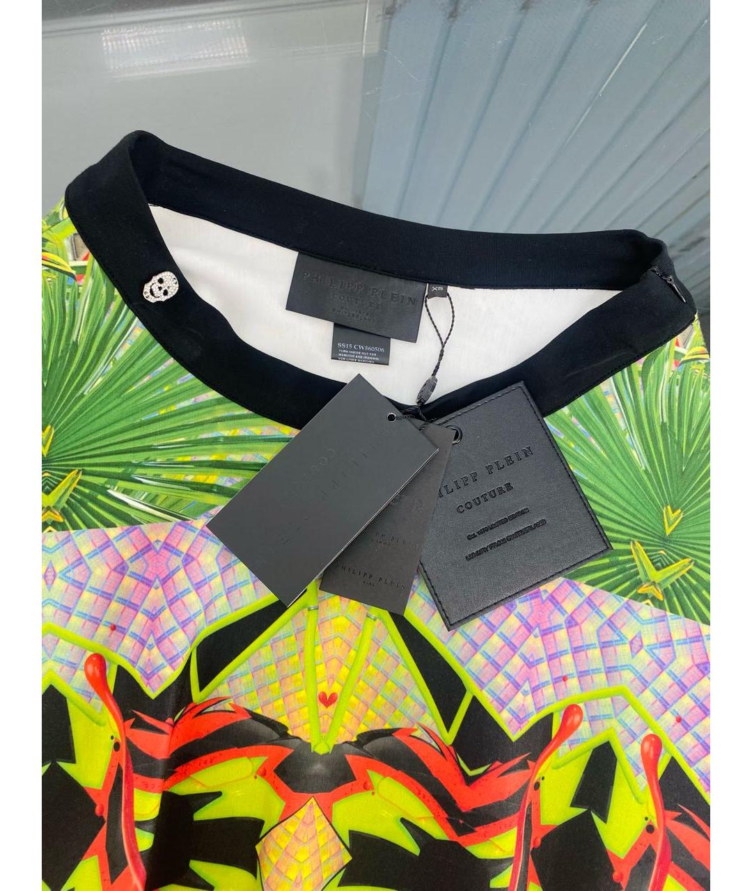 PHILIPP PLEIN Мульти полиэстеровая юбка мини, фото 3