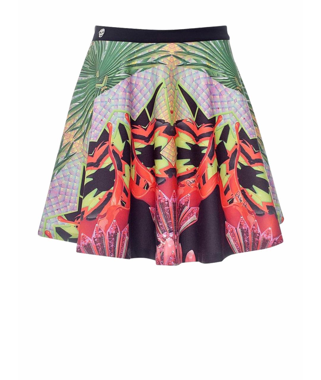 PHILIPP PLEIN Мульти полиэстеровая юбка мини, фото 1