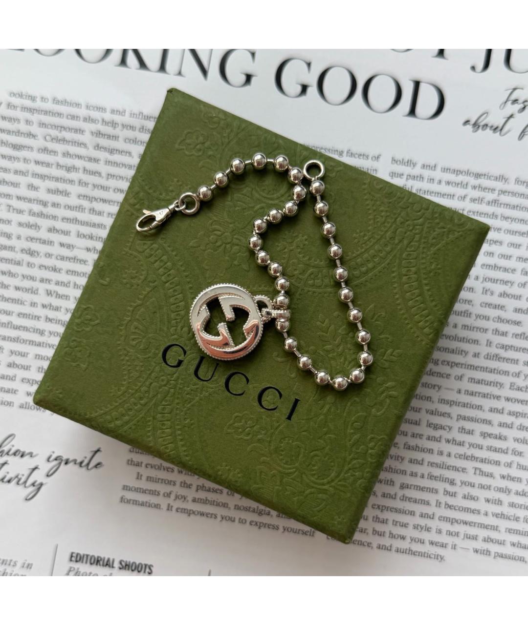 GUCCI Серебрянный серебряный браслет, фото 3