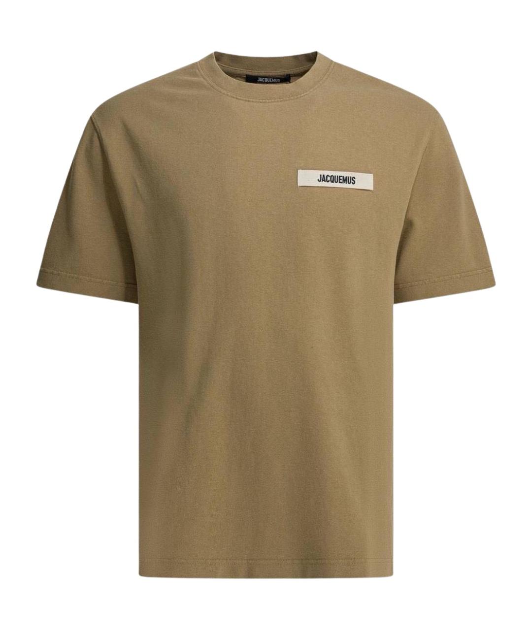JACQUEMUS Коричневая хлопковая футболка, фото 1