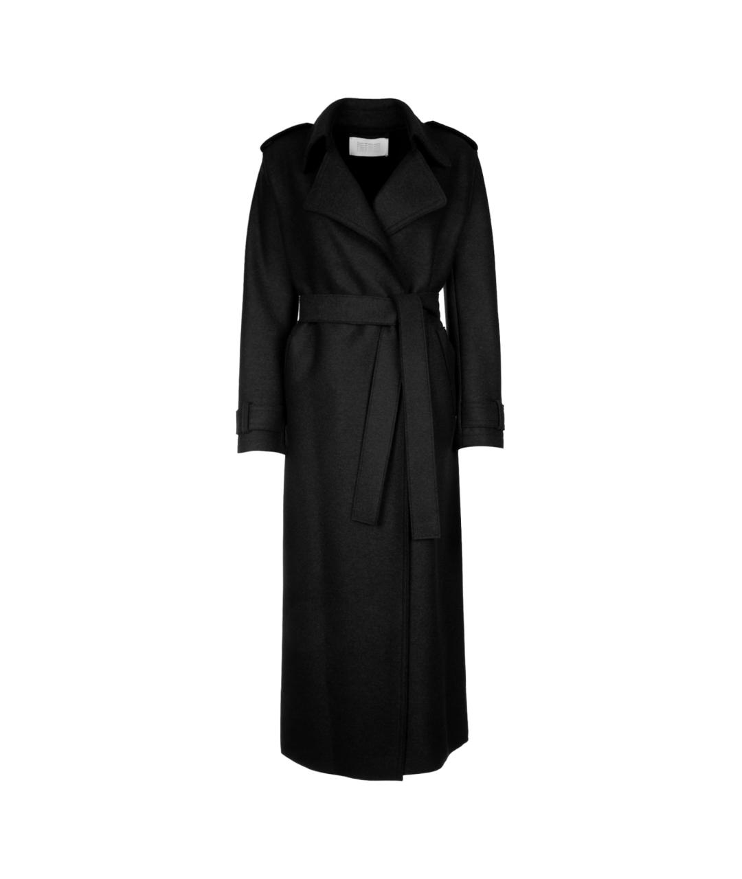 HARRIS WHARF LONDON Черный шерстяной тренч/плащ, фото 1