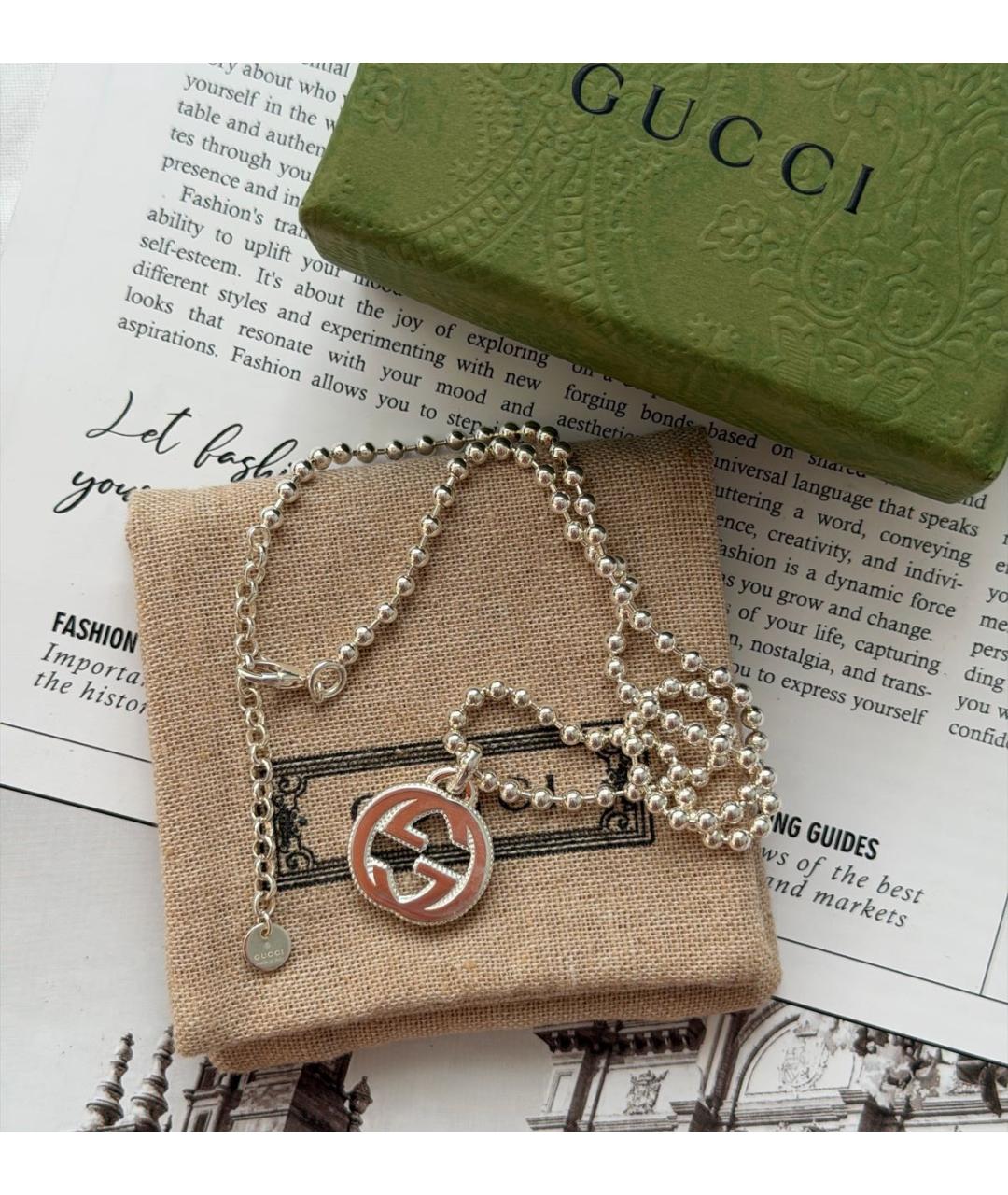 GUCCI Серебряное серебряное колье, фото 3