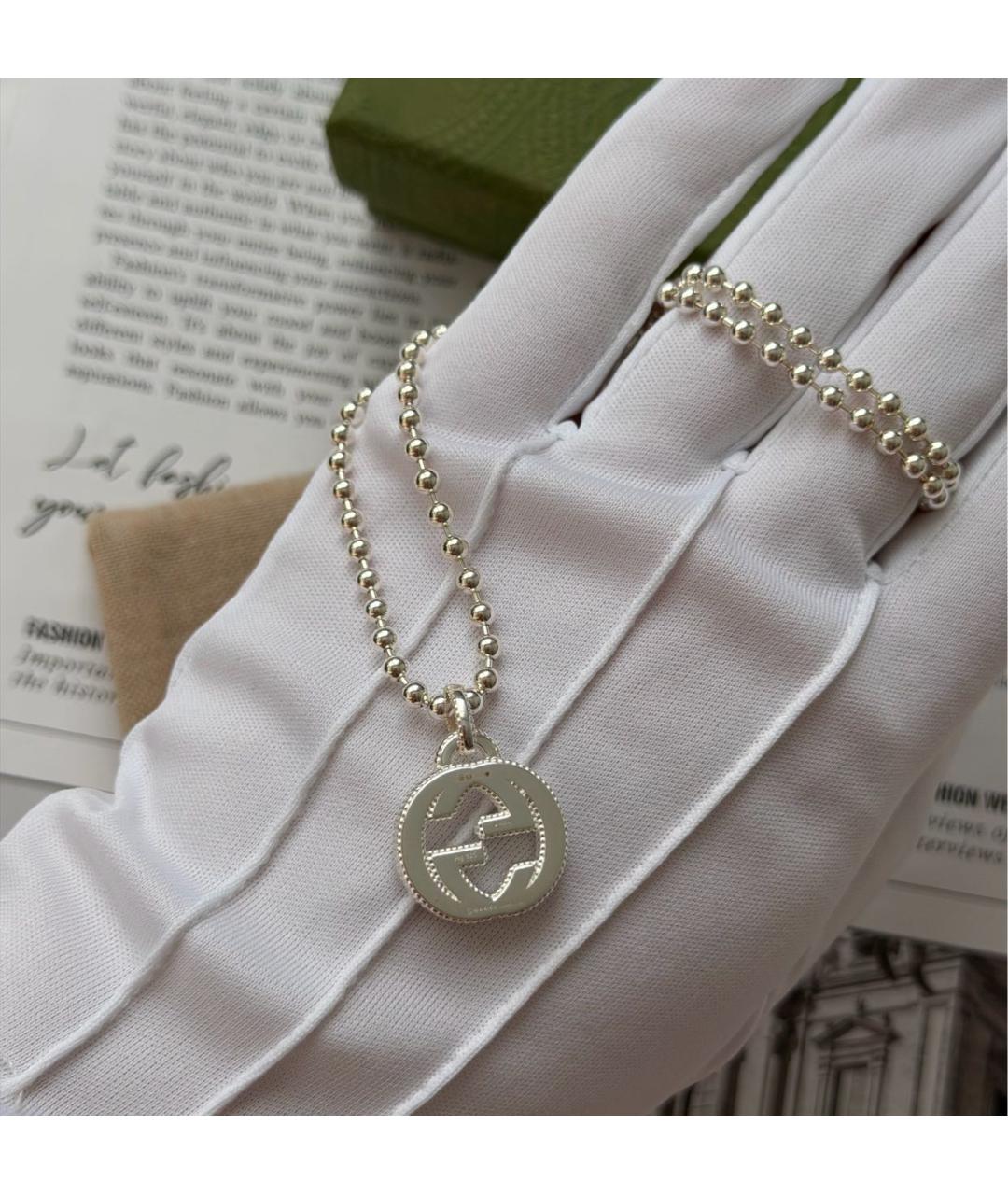 GUCCI Серебряное серебряное колье, фото 4